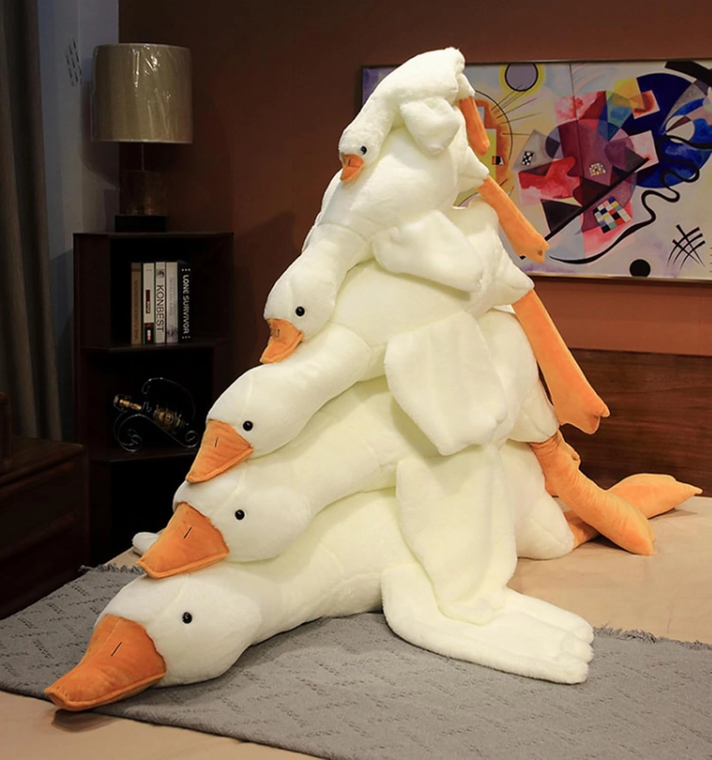 Goose Stuffed Animal Plush Pillow Big Duck Plushies Doll Cute Toy Goose Plush Xmas Gifts 20'' (35.4inch, White Goose)
