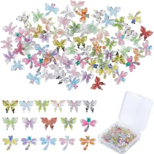 GORGECRAFT 1 Box 160Pcs Mini Resin Butterflies Dragonflies 3D Miniatures Tiny Butterfly Cabochons Dragonfly Figurines Nail Charms Fairy Garden Dollhouse Micro Landscaping Potted Decor for Art Crafts
