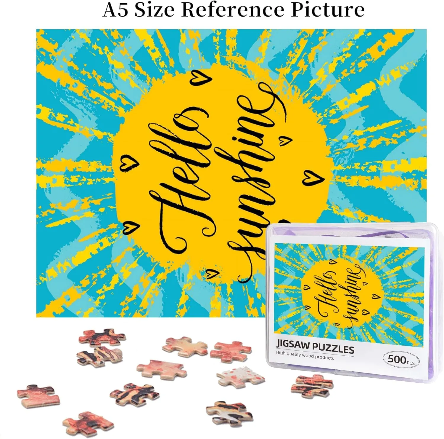 Gothic Theme,Puzzle Board,Portable Wooden Jigsaw Puzzle for Adults,Photo of Dark Scenery with Sunbeams and Fog,Birthday Gift for Family and Friends,Brown Plastic Box Storage 500PCS