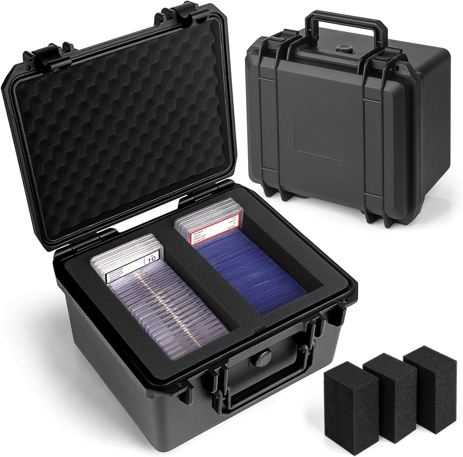 Graded Card Storage Box - Sports Trading Card Slab Case Compatible with PSA CSG BGS SGC Magnetic Card Holder & Top Loaders, Waterproof Boxes - 2 Custom Graded Cards Case Compartments