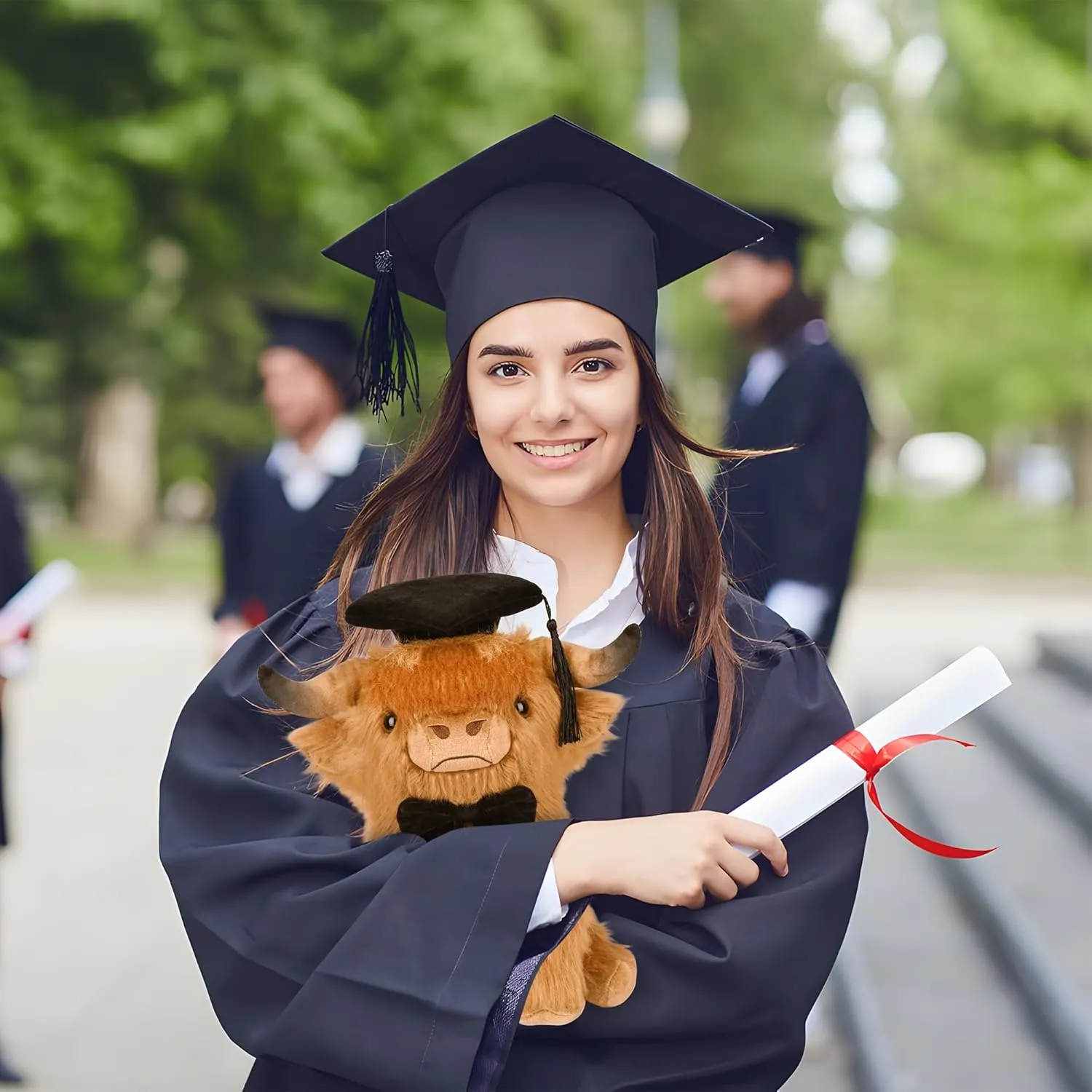 Graduation Highland Cow Stuffed Animal, Graduation Plush Gifts for Class of 2025 Kindergarten Preschool High School & College (23cm/H)