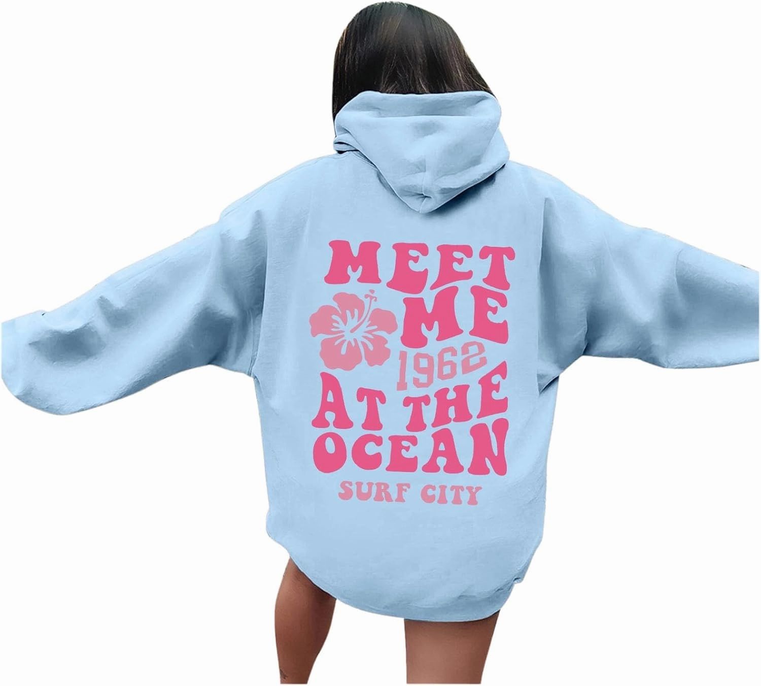 Graphic Graphic Hoodies for Women Pullover Meet Me at The Ocean Beach Oversized Sweatshirts Girls Preppy Cute Hoodie
