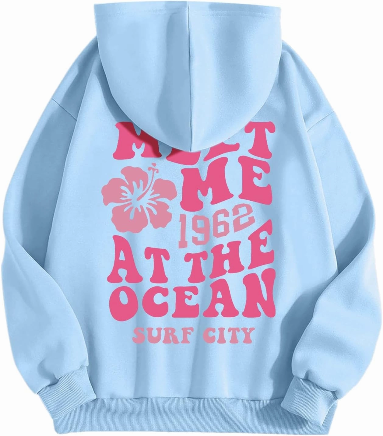 Graphic Graphic Hoodies for Women Pullover Meet Me at The Ocean Beach Oversized Sweatshirts Girls Preppy Cute Hoodie