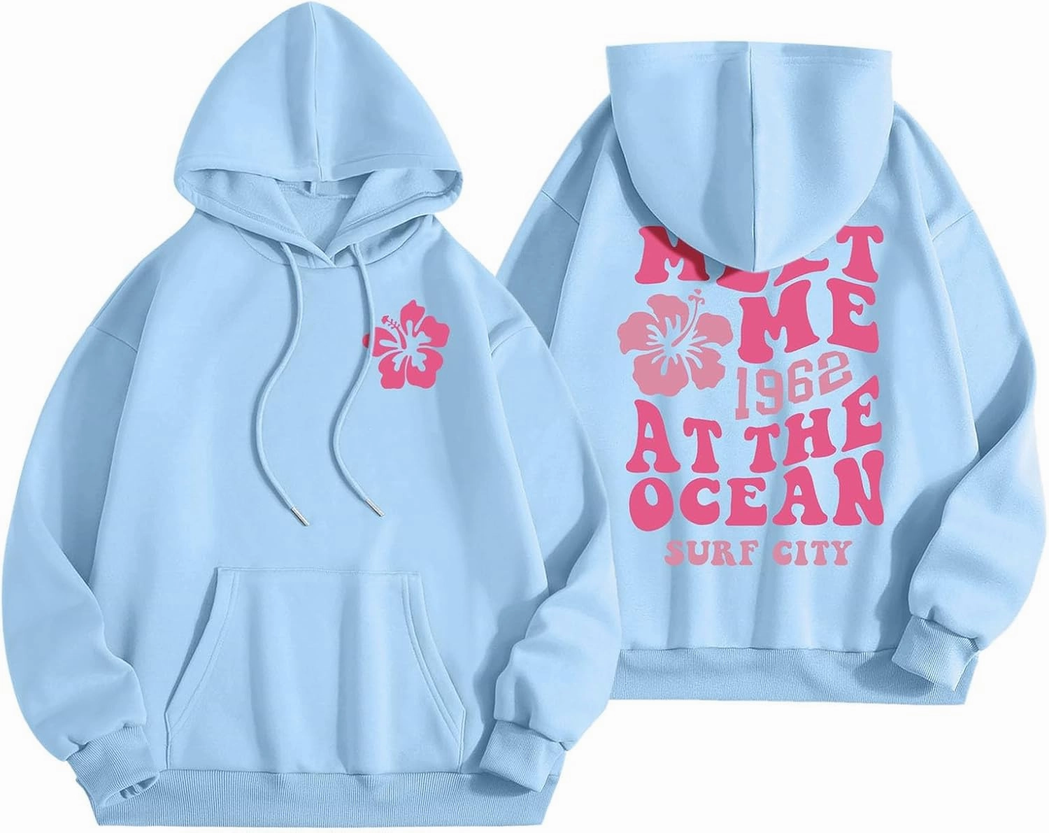 Graphic Graphic Hoodies for Women Pullover Meet Me at The Ocean Beach Oversized Sweatshirts Girls Preppy Cute Hoodie