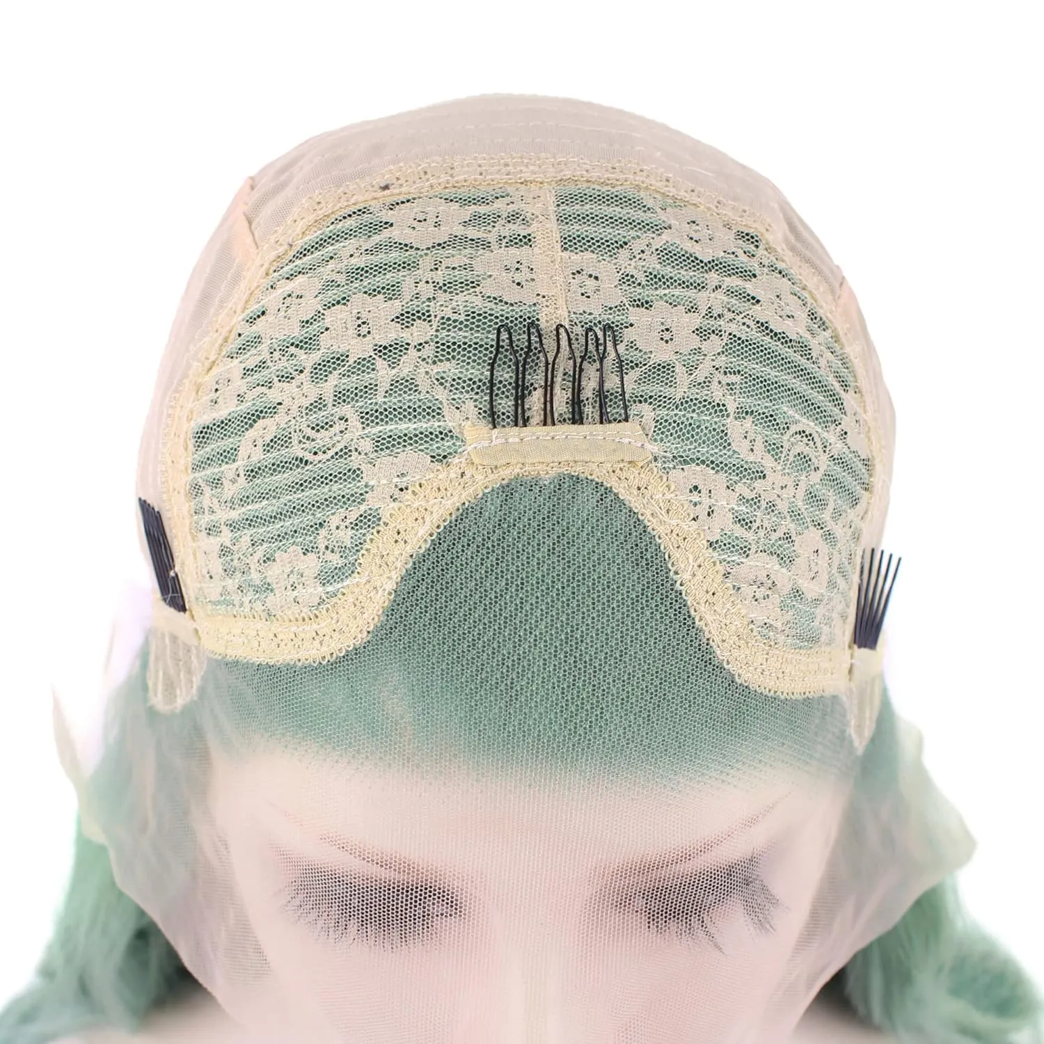 Green Cosplay Lace Front Wig Long Wavy Synthetic Wigs Heat Resistant Free Part 26 Inch Lace Front Synthetic Wig