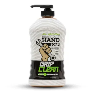Grip Clean - Hand Cleaner for Mechanics – Heavy-Duty Mechanic Soap, Liquid Hand Soap with Natural Pumice & Clay to Absorb Tough Grease, Oil & Dirt – Moisturizing Coconut Oil, Lime Scent (32oz)