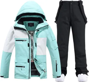 GS SNOWING Women's Ski Jackets and Pants Set Windproof Waterproof Colorful Snowboard Snowsuit