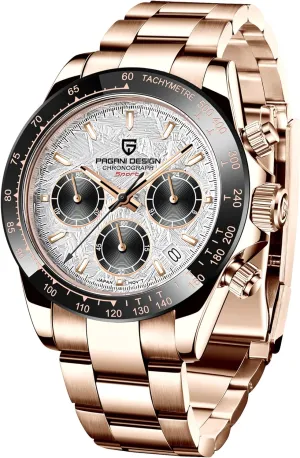 HaiQin Pagani Design Classic Men's Multifunctional Chronograph Full Stainless Steel Japanese VK63 Quartz Movement Tester 100m Waterproof Luxury Business Watch