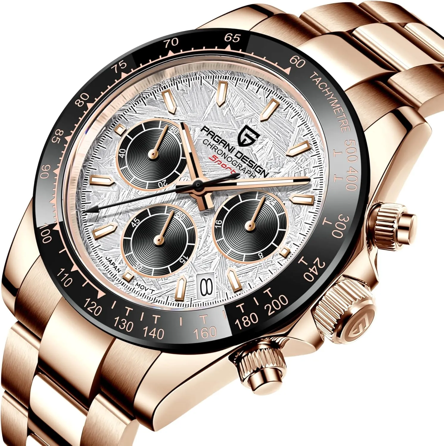 HaiQin Pagani Design Classic Men's Multifunctional Chronograph Full Stainless Steel Japanese VK63 Quartz Movement Tester 100m Waterproof Luxury Business Watch