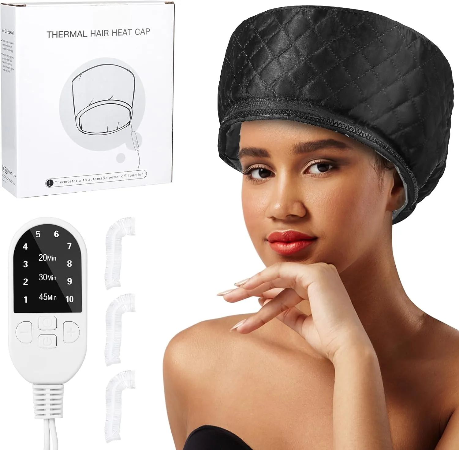 Hair Steamer for Deep Conditioning, Heat Cap for Natural Hair Home use Thermal Steamer 10 Level Heats Up Quickly with Timer Settings Electric Heat Hair Spa Hat