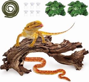 Hamiledyi Reptile Driftwood Branch Decor Terrarium Ornament Wood Climbing Natural Aquarium Driftwood Decoration for Snake Bearded Dragon Leapord Gecko Lizard Iguana