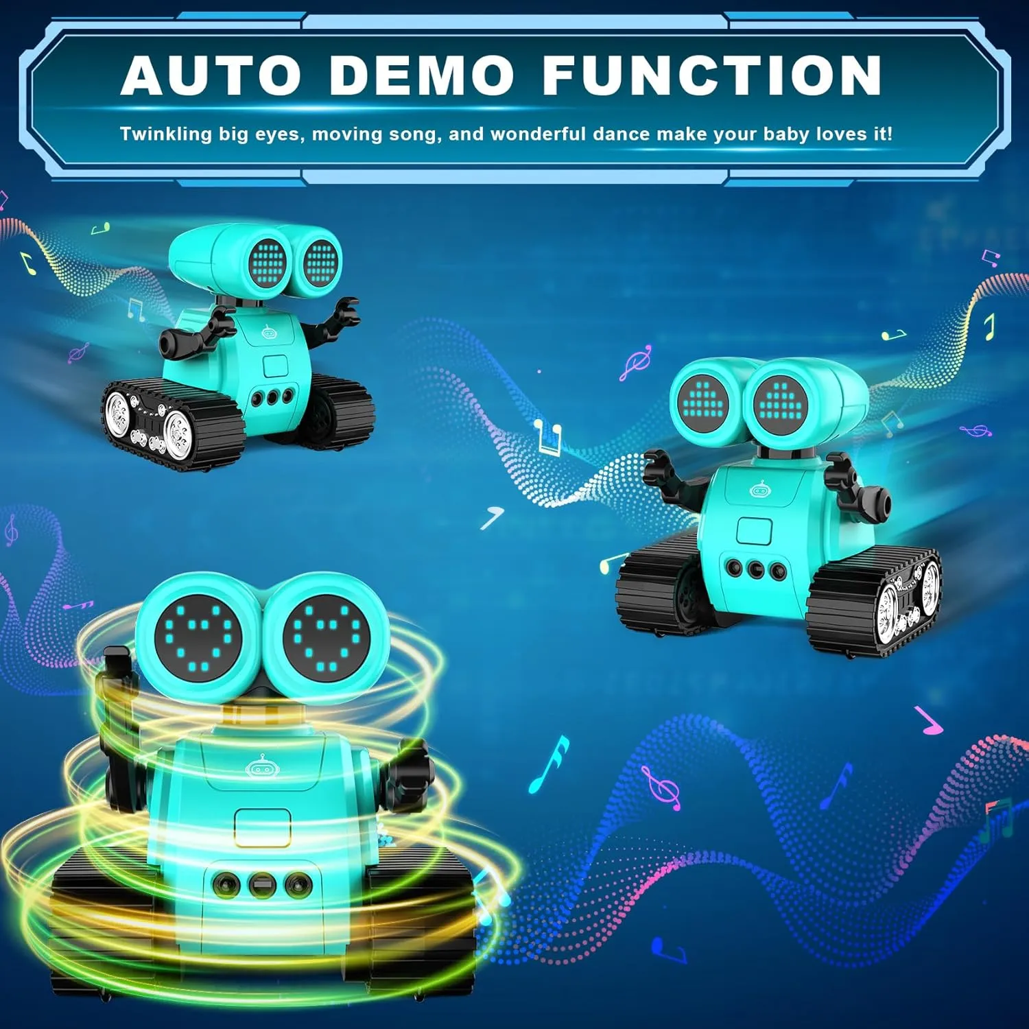 Hamourd Robot Toys - Kids Rechargeable RC Robots with Gesture Sensing, Walkie-Talkie, Flexible Head & Arms, Programming Motion, Dance Moves, Music, Shining LED Eyes, Girls Boys Birthday,Jade Green