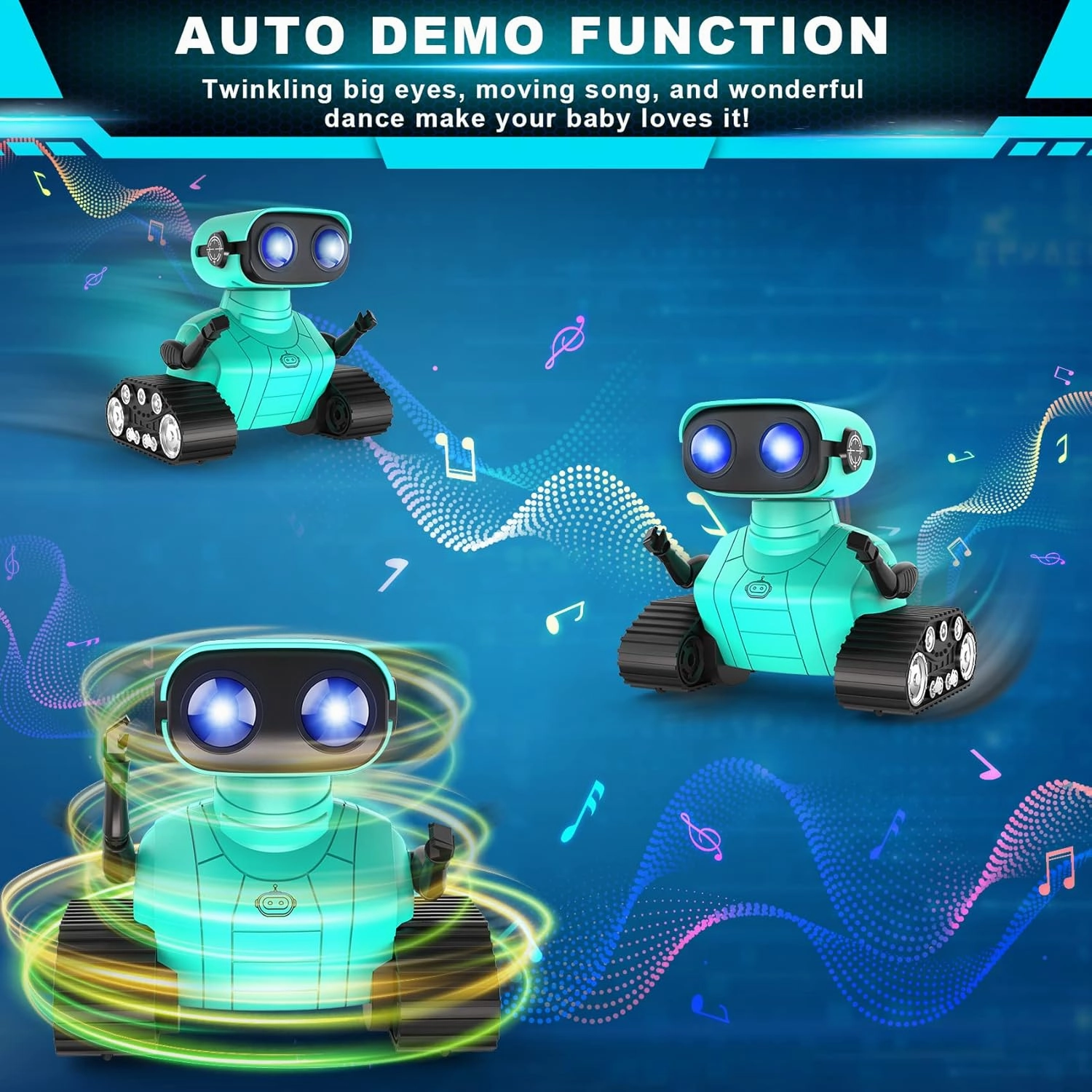 Hamourd Robot Toys - Kids Toys Rechargeable RC Robots, Remote Control Toy with Auto-Demonstration, Flexible Head & Arms, Dance Moves, Music, Shining LED Eyes, for Girls Boys