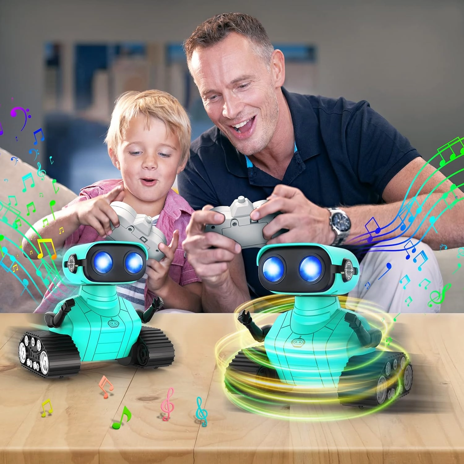 Hamourd Robot Toys - Kids Toys Rechargeable RC Robots, Remote Control Toy with Auto-Demonstration, Flexible Head & Arms, Dance Moves, Music, Shining LED Eyes, for Girls Boys
