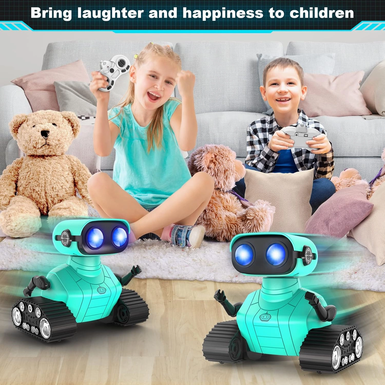 Hamourd Robot Toys - Kids Toys Rechargeable RC Robots, Remote Control Toy with Auto-Demonstration, Flexible Head & Arms, Dance Moves, Music, Shining LED Eyes, for Girls Boys