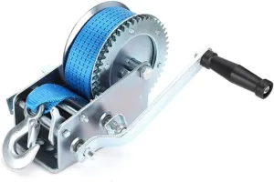 Hand Crank Winch, Manual Strong Winch W/32.8ft Belt 3500 Pounds Load Capacity ATV Marine Trailer Tool 3500lb Winch Trailer Marine Manual Winch,for Trailer, Boat (Blue 1)