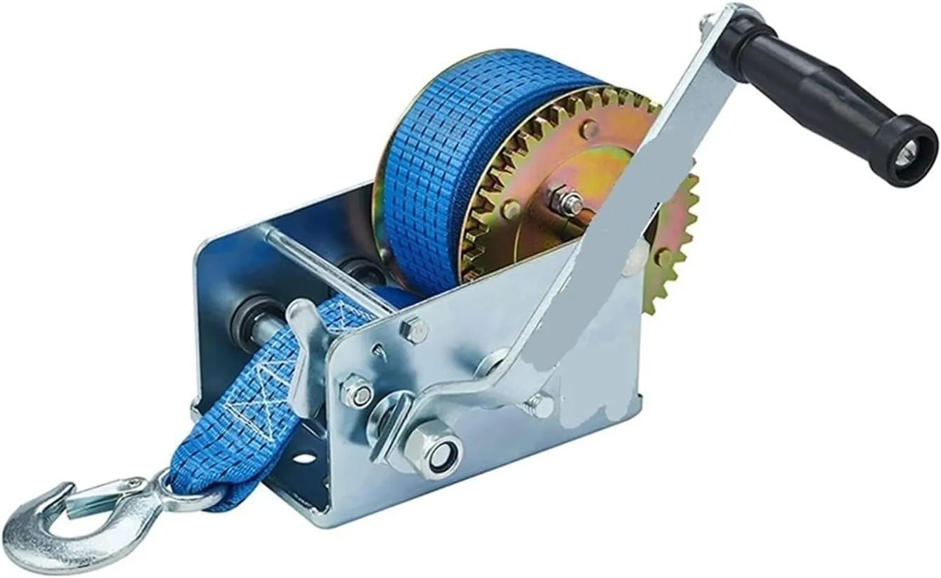 Hand Crank Winch, Manual Strong Winch W/32.8ft Belt 3500 Pounds Load Capacity ATV Marine Trailer Tool 3500lb Winch Trailer Marine Manual Winch,for Trailer, Boat (Blue 1)