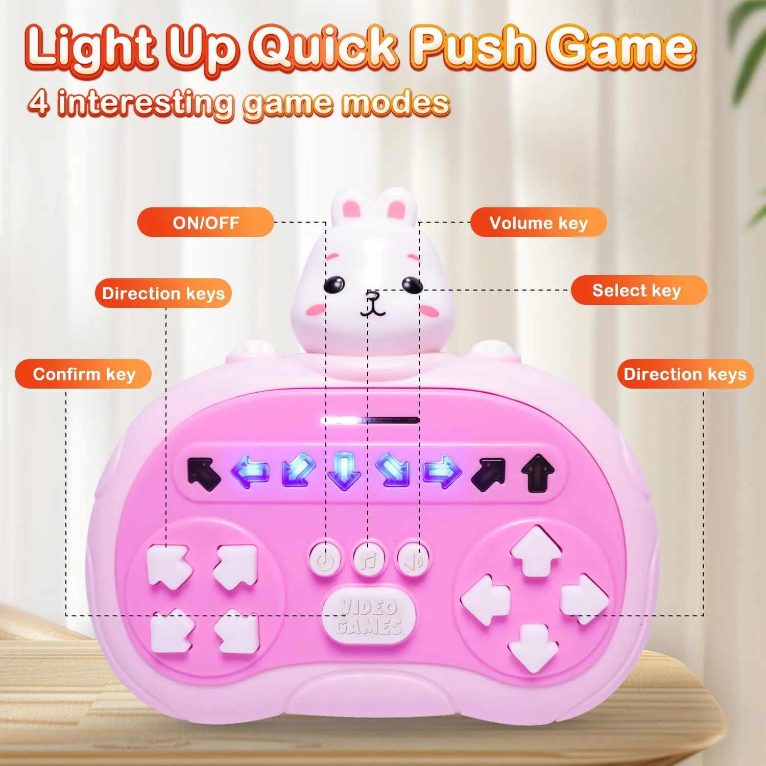 Hand-Held Rhythm Master Dance Machine Educational Toys for 3-12 Kids,New Stress Relief Toys Adults,Kids' Handheld Games (Rabbit)