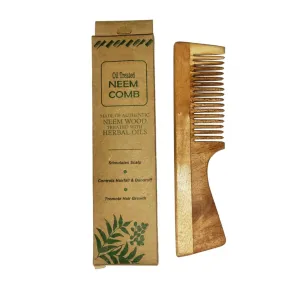 Handmade Anti-Dandruff Neem Wood Comb for Men & Women | Natural Scalp Therapy | Wooden Hair Comb for Hair Growth & Frizz Control | Eco-Friendly, Non-Static, Gentle Detangling Handle Comb