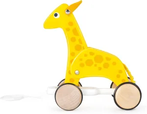 Hape: Pull Along - Giraffe - Yellow - Wooden Animal Toy, Rubber Rimmed Wheels, Encourages Walking, Push & String Pull, Kid Baby & Toddler, Ages 12 mo 
