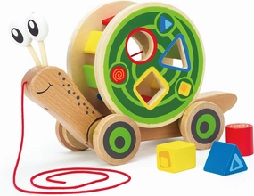 Hape Walk-A-Long Snail Pull Toy |Award Winning Toddler Wooden Push and Pull Toy with Removable Color