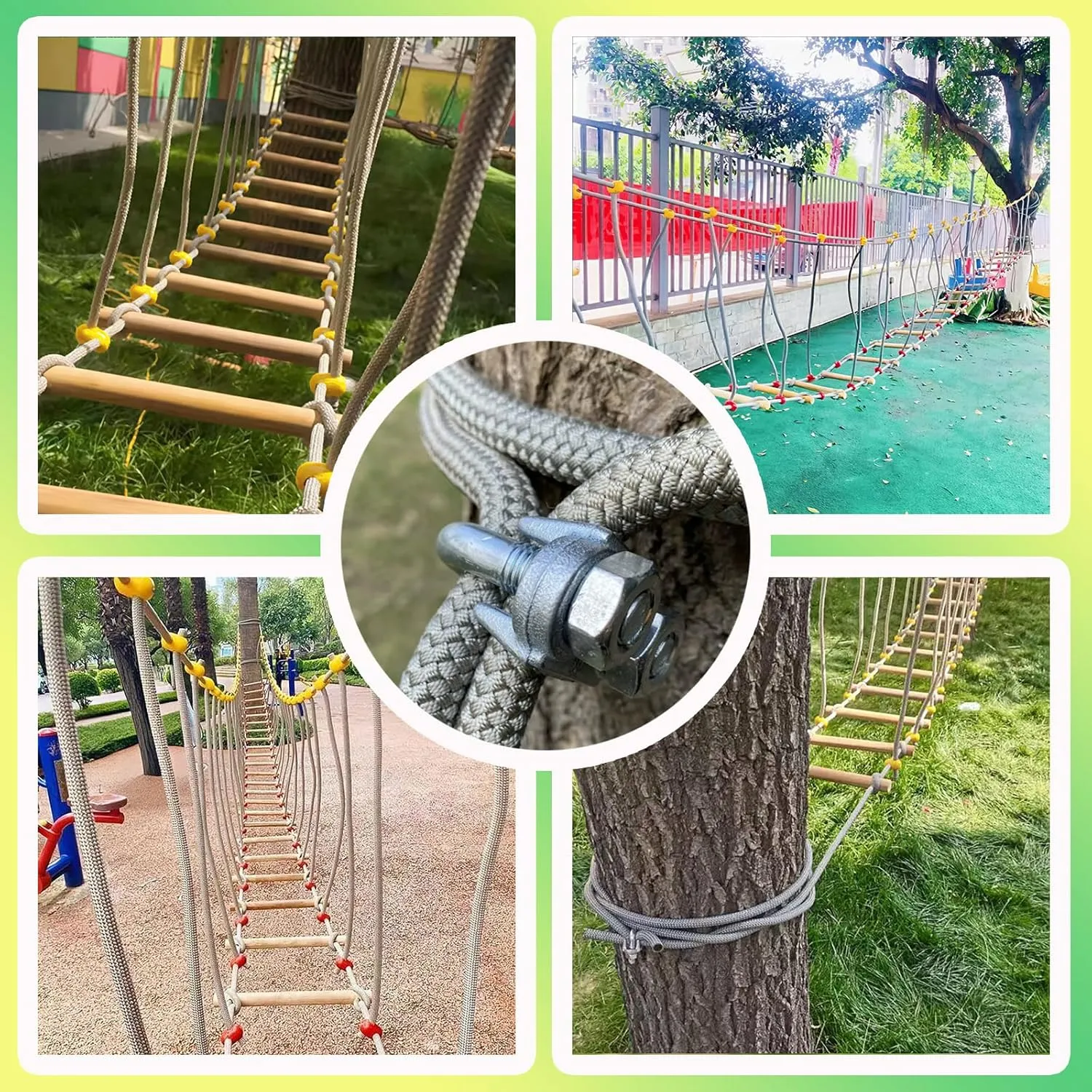 HAZEK Kindergarten Outdoor Bridge Children's Sports Fitness Training Equipment Solid Wood Bridge Balance Bridge Climbing Bridge Toys (5m)