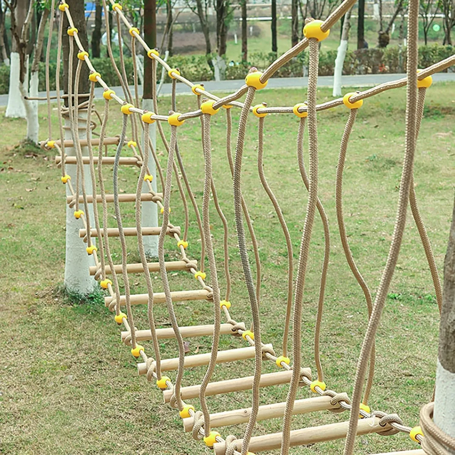HAZEK Kindergarten Outdoor Bridge Children's Sports Fitness Training Equipment Solid Wood Bridge Balance Bridge Climbing Bridge Toys (5m)