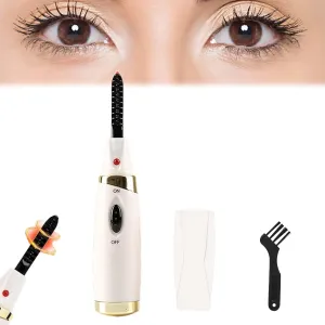 Heated Lash Curling Tool, Heated Eyelash Curler for Quick Heating Curling Electric Eyelash Curler, Upgrade Rechargeable Heated Eyelash Curler,Electric Eyelash Curler for Women (White-Battery)
