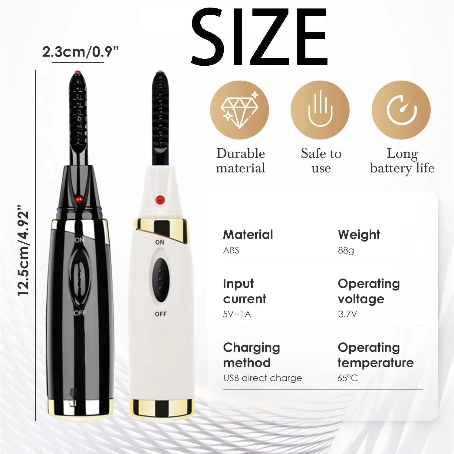 Heated Lash Curling Tool, Heated Eyelash Curler for Quick Heating Curling Electric Eyelash Curler, Upgrade Rechargeable Heated Eyelash Curler,Electric Eyelash Curler for Women (White-Battery)