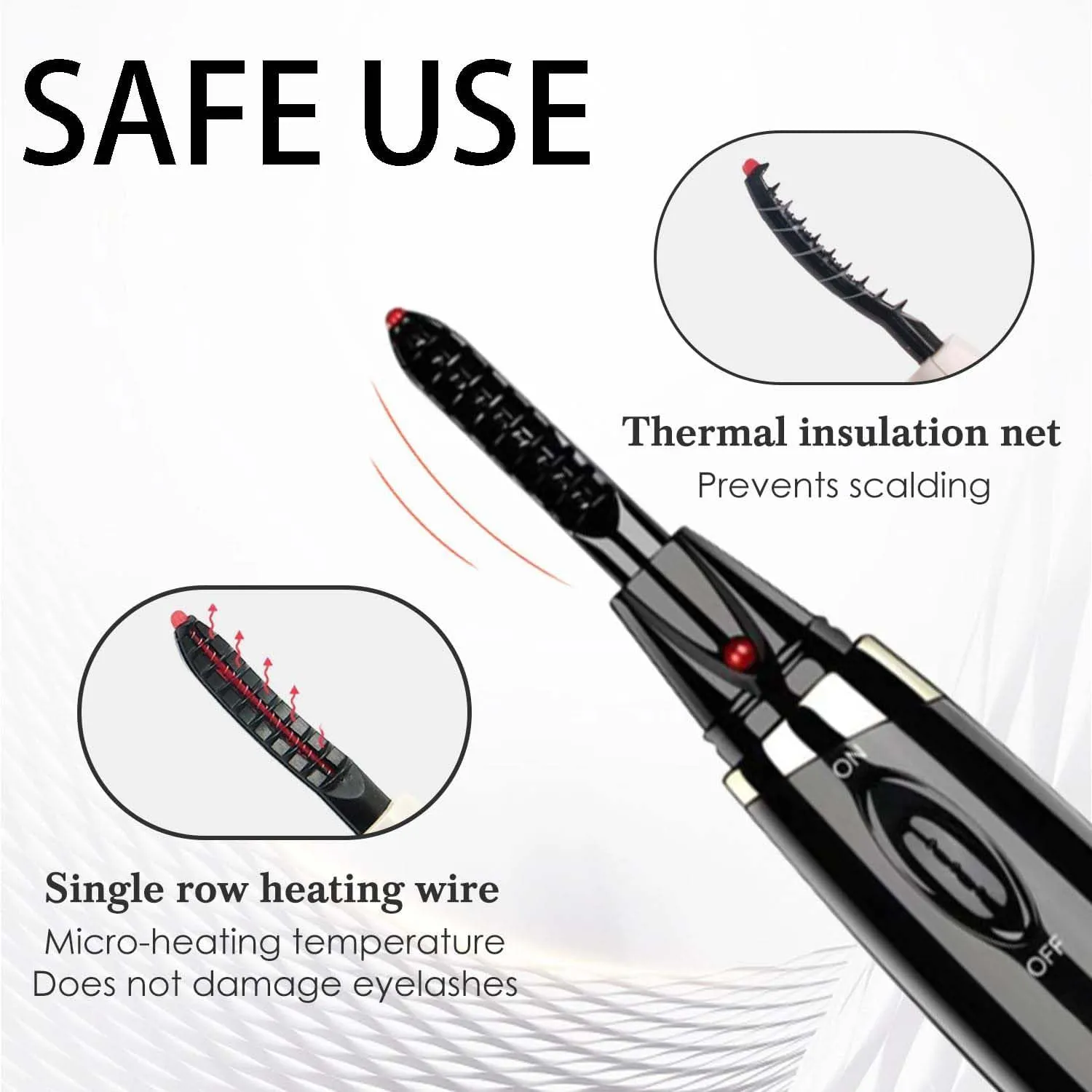 Heated Lash Curling Tool, Heated Eyelash Curler for Quick Heating Curling Electric Eyelash Curler, Upgrade Rechargeable Heated Eyelash Curler,Electric Eyelash Curler for Women (White-Battery)