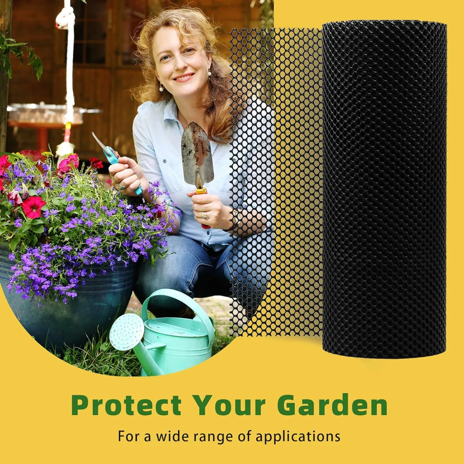 Heavy Duty 15.7IN x 41FT Black Plastic Mesh Fencing Roll for Chicken Dogs Rabbit Snake Poultry Barrier Gardening, Thicker Wire Mesh Netting Fence for Balcony Garden Pet Enclosure Plant Landscape DIY