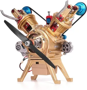 Helixsun DIY V2 Double-Cylinder Car Mini Engine, Made of Metal Materials, CNC Precision Casting, and Educational Puzzle Toy Ornaments