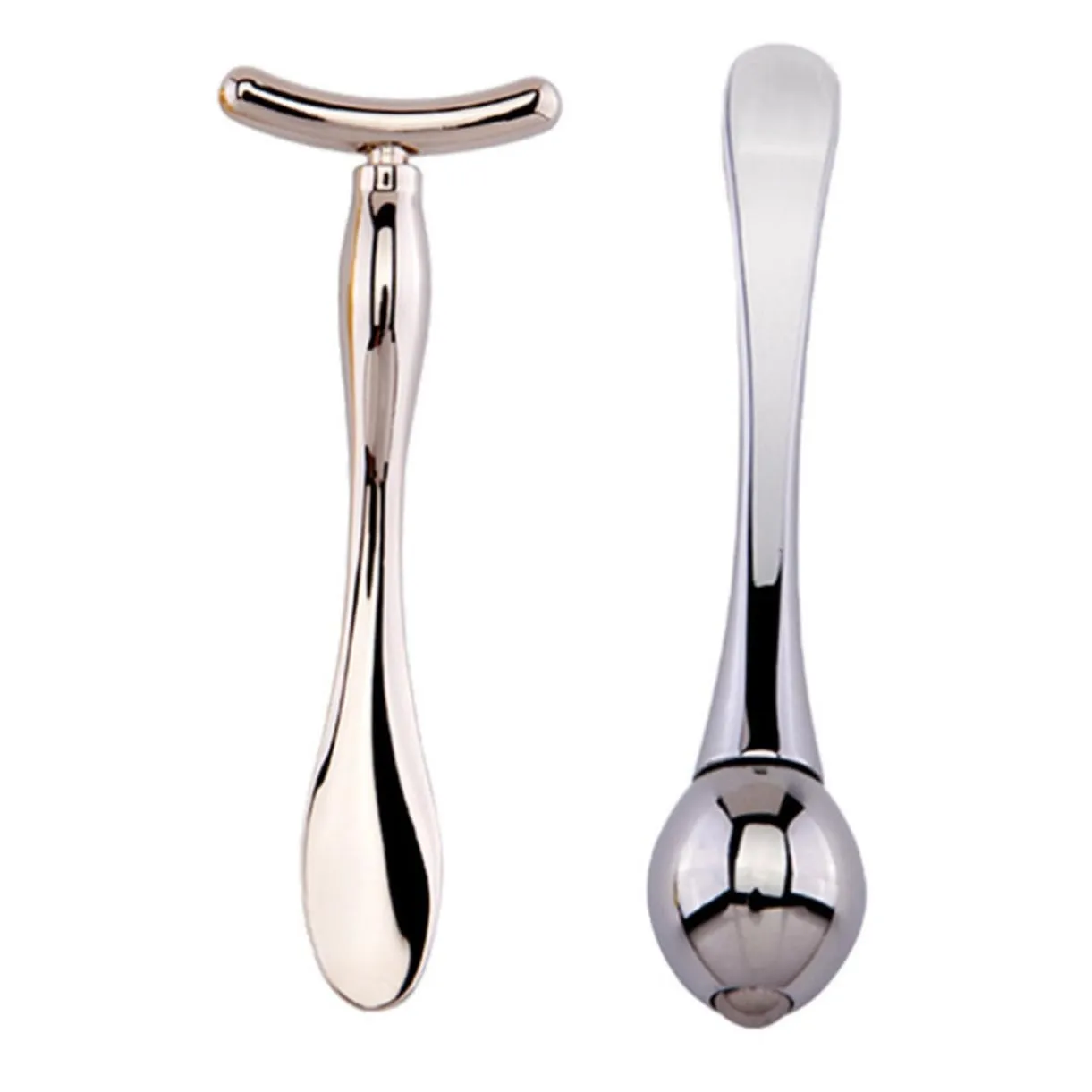 Hemoton 2 Sets Essence Bar Face Beauty T-shaped Makeup Sticks Double-end Mask Spoon Mini Eye Massage Roller Portable Skin Care Tools