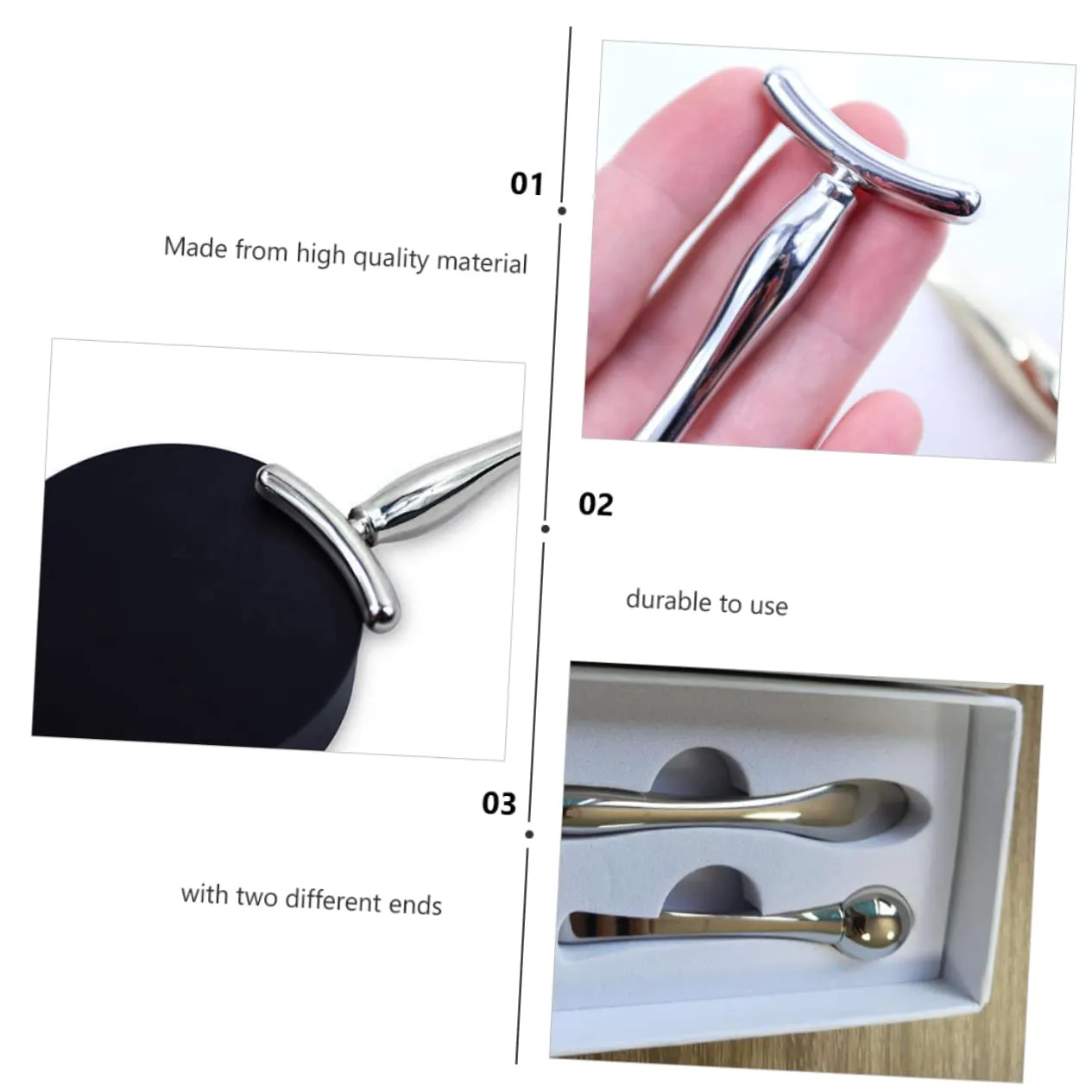 Hemoton 2 Sets Essence Bar Face Beauty T-shaped Makeup Sticks Double-end Mask Spoon Mini Eye Massage Roller Portable Skin Care Tools