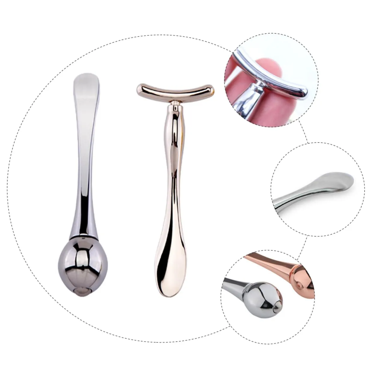 Hemoton 2 Sets Essence Bar Face Beauty T-shaped Makeup Sticks Double-end Mask Spoon Mini Eye Massage Roller Portable Skin Care Tools