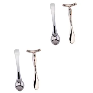 Hemoton 2 Sets Essence Bar Face Beauty T-shaped Makeup Sticks Double-end Mask Spoon Mini Eye Massage Roller Portable Skin Care Tools