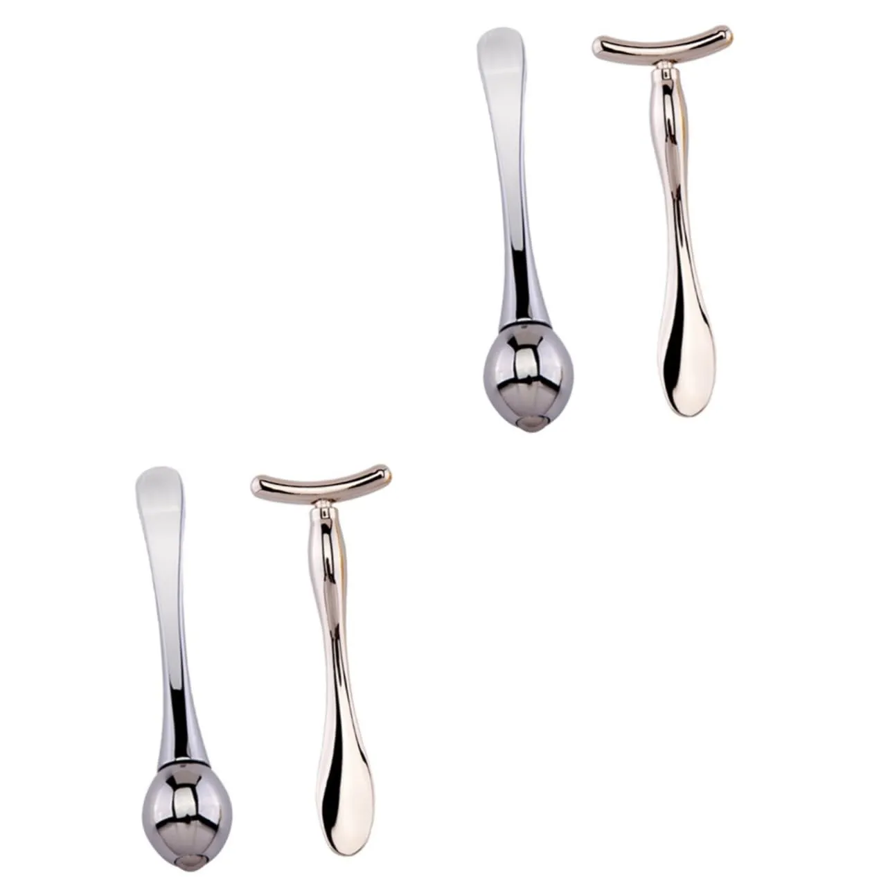 Hemoton 2 Sets Essence Bar Face Beauty T-shaped Makeup Sticks Double-end Mask Spoon Mini Eye Massage Roller Portable Skin Care Tools