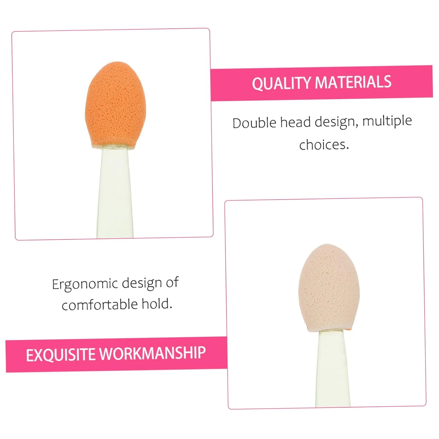 Hemoton 300pcs Double-end Sponge Brush Applicators for Eyeshadow Cosmetic Tools Skin-friendly for Makeup Artists Daily Use Lightweight Easy to Use