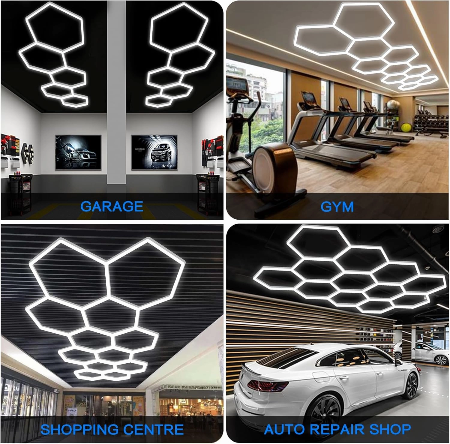 Hexagon Garage Light Fixture 50 Packs: 52800LM 480W Super Bright Honeycomb Led Lights, 5000K Natural White, Hexagon Light for Garage Basement Warehouse Gym Car Detailing Shop etc