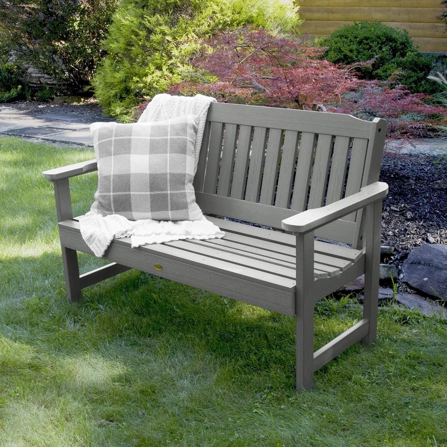 Highwood AD-BENW2-CGE Lehigh Garden Bench, 4 Feet, Coastal Teak