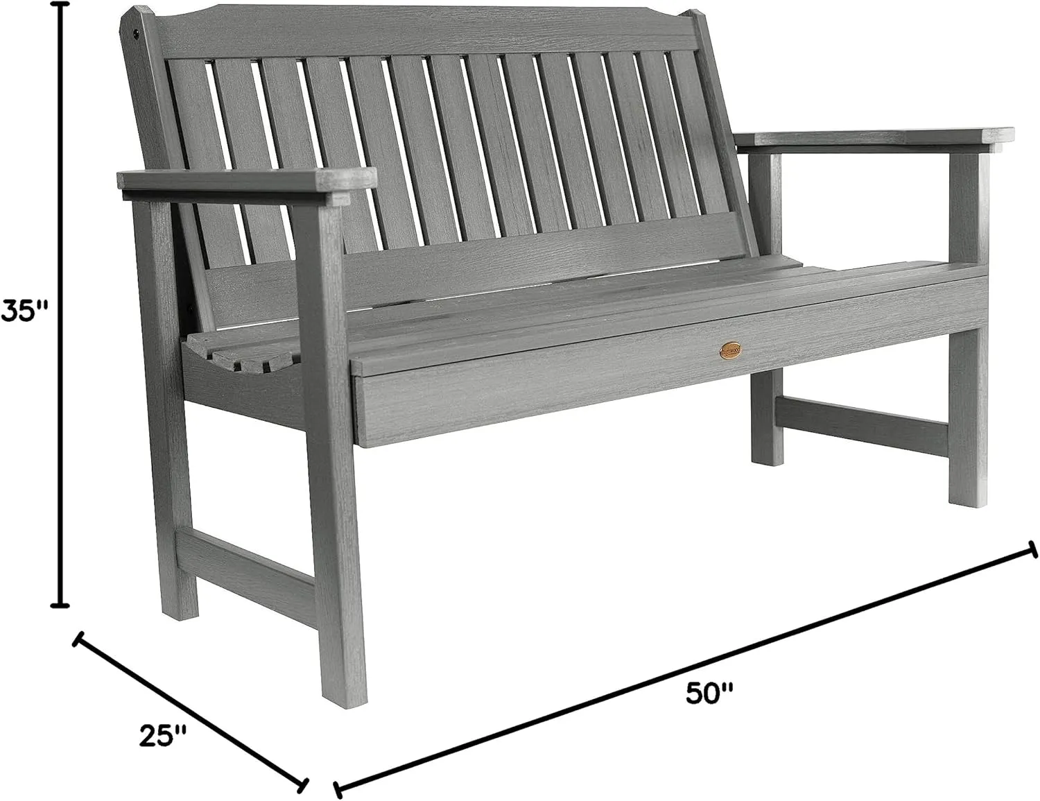 Highwood AD-BENW2-CGE Lehigh Garden Bench, 4 Feet, Coastal Teak