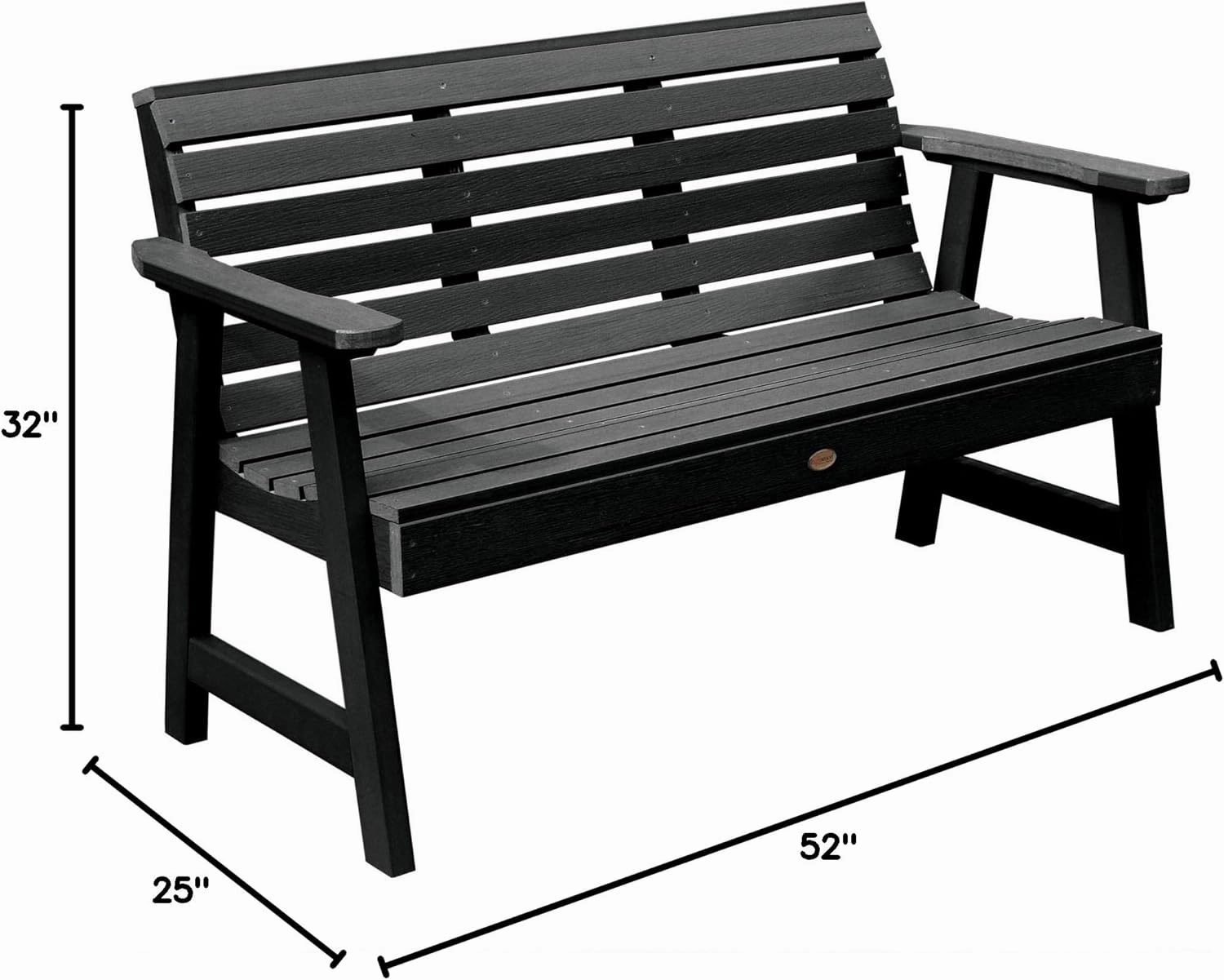 Highwood AD-BENW4-BKE Weatherly Garden Bench, 4 Feet, Black