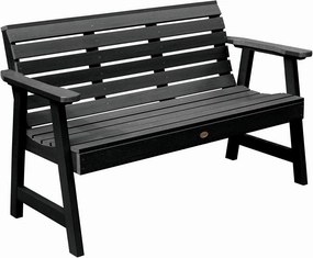 Highwood AD-BENW4-BKE Weatherly Garden Bench, 4 Feet, Black