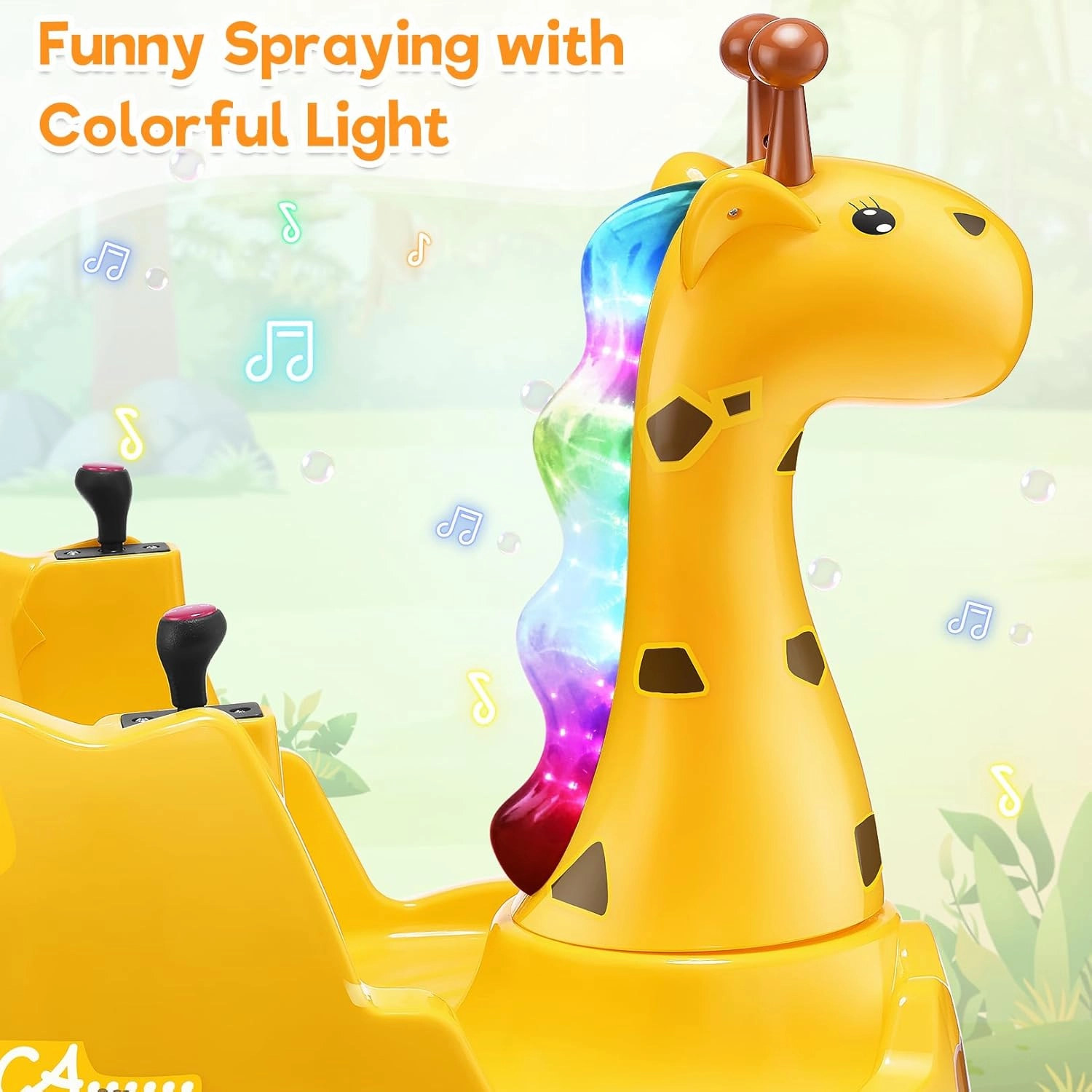 Hikole Bumper Cars for Toddlers, 12V Baby & Kids Bumper Car with Remote, Giraffe Shape for Boys & Girls Age 2-5, 2 Driving Modes, 3-Speeds, Large Seat, Rubber Bumpering Tyre, LED Light, Music, Yellow