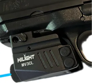 HiLight - Tactical MV3CL, Maverick - 500 Lumens Strobe Flashlight & Single (Turquoise) Laser w/Rechargeable USB Battery - Subcompact, Compact Pistol, Handguns & Precision Laser Class of IIIA, <5mW