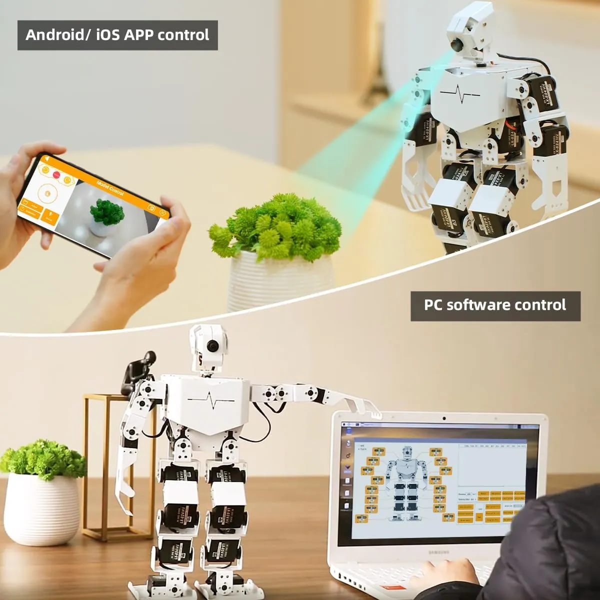 HIWONDER AI Intelligent Visual Humanoid Robot Powered by Raspberry Pi 5 8GB,DIY Robot Kits for Teens and Adults Supports App,Python Programming,PC Software (Advanced Kit)