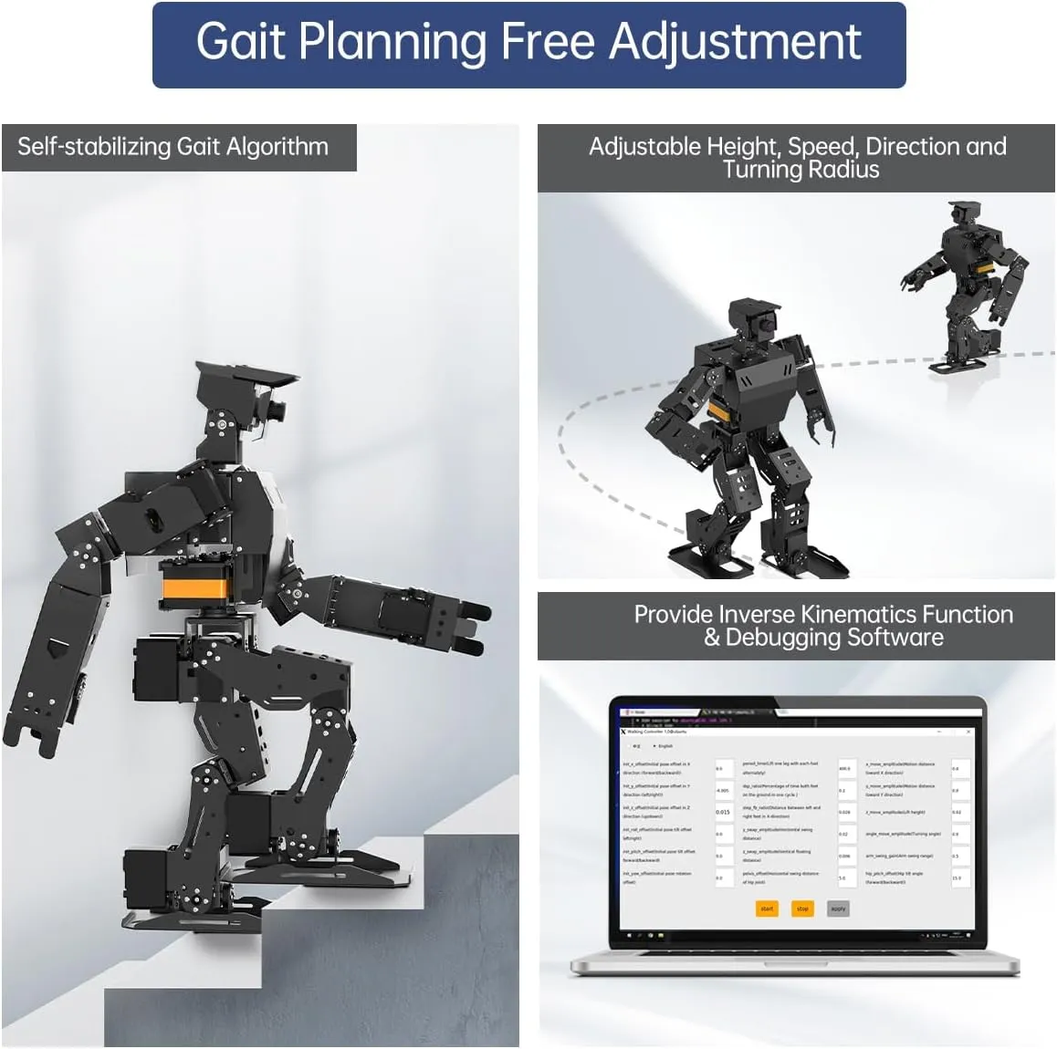 HIWONDER AiNex 4GB ROS Education AI Vision Humanoid Robot Powered by Raspberry Pi 4B 4GB Biped Inverse Kinematics Algorithm Learning Teaching Kit Standard Kit