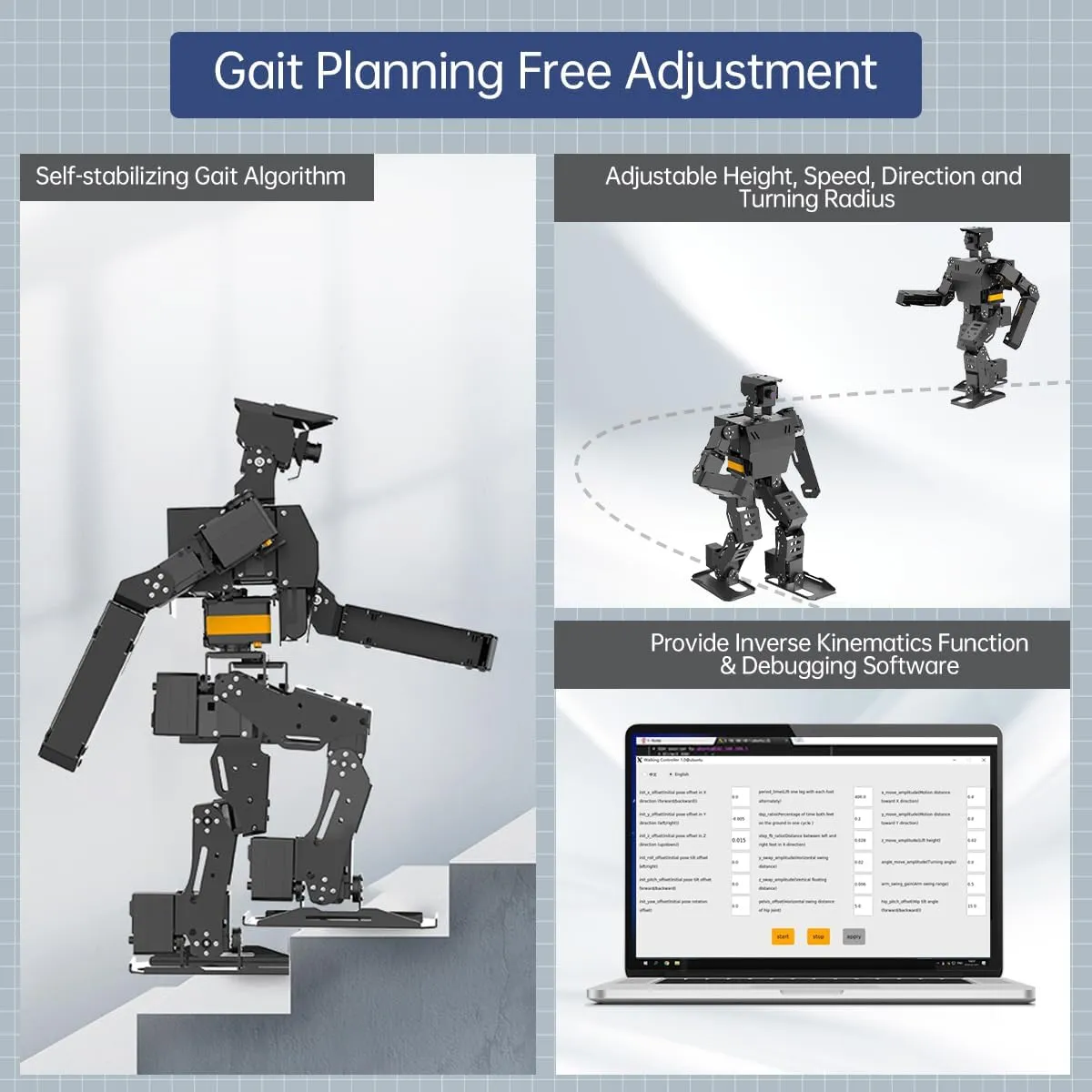 HIWONDER AiNex ROS Education AI Vision Humanoid Robot Powered by Raspberry Pi 5 Biped Inverse Kinematics Algorithm Learning Teaching Kit Standard Kit (Pi 5 8GB)