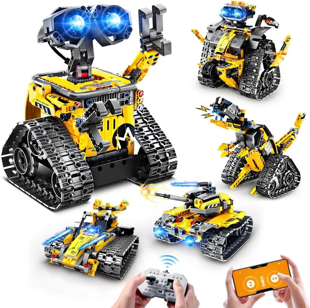 HOGOKIDS Robot Building Toys for Kids - 5 in 1 Remote & APP Controlled Building Set | RC Wall/Engineer Robot/Mech Dinosaur STEM Toys for Boys Girls Age 6 7 8 9 10 11 12  Year Old (520 Pcs)