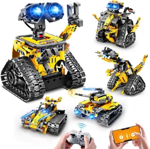 HOGOKIDS Robot Building Toys for Kids - 5 in 1 Remote & APP Controlled Building Set | RC Wall/Engineer Robot/Mech Dinosaur STEM Toys for Boys Girls Age 6 7 8 9 10 11 12  Year Old (520 Pcs)